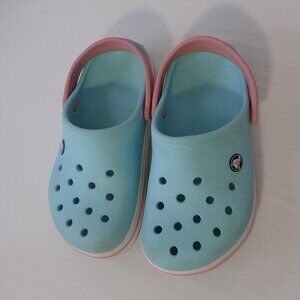 Crocs Kids Girls Clogs Ice‎ Blue Pink White Size J3
